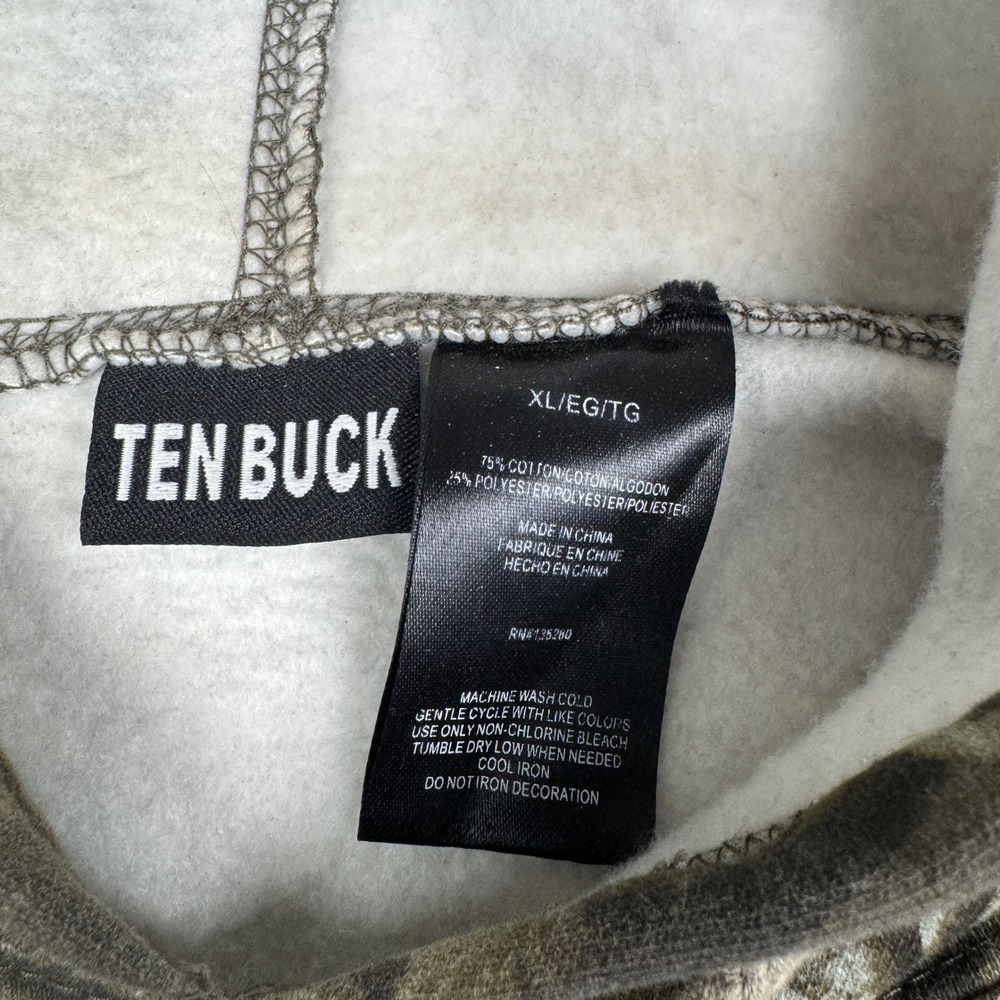 Ten Buck‎ Mens Realtree Hardwoods Camo Hoodie XL Brown Green Hunting Sweatshirt - Picture 2 of 6